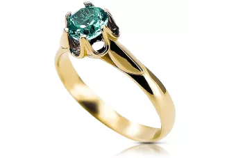 Ring Emerald 14K Yellow gold Vintage craft vrc122y